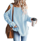 Damen lässiger Pullover mit schulterfreien Details R&B