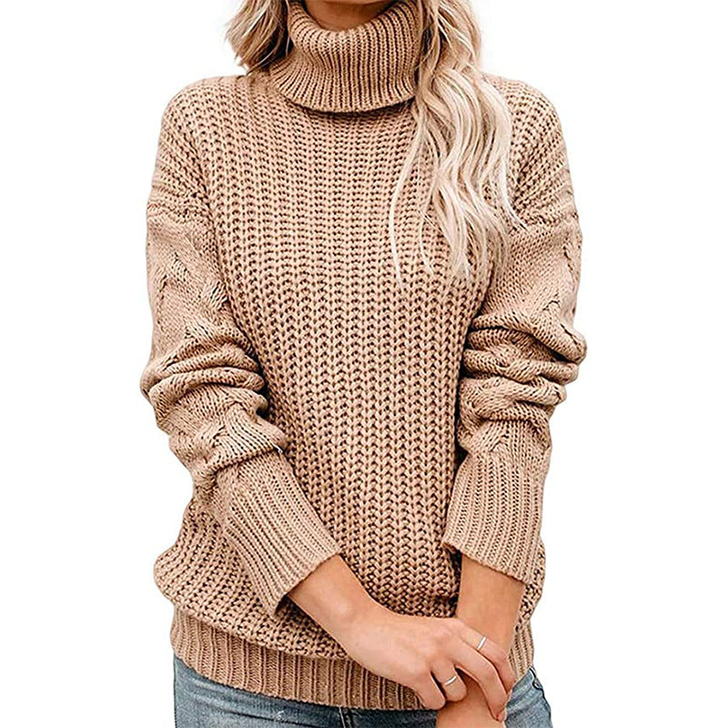 Damen Turtleneck Grobstrickpullover R&B