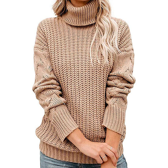 Damen Turtleneck Grobstrickpullover R&B