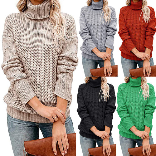 Damen Turtleneck Grobstrickpullover R&B