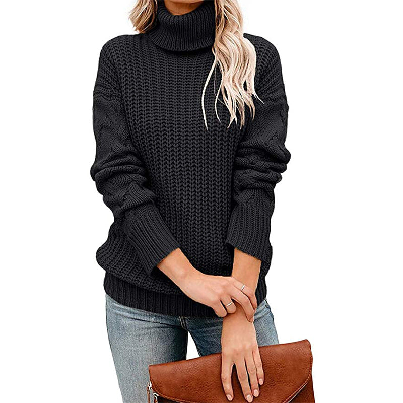Damen Turtleneck Grobstrickpullover R&B