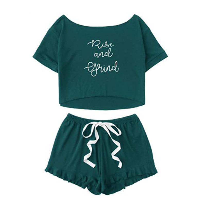 Damen Freizeit Schlafanzug Set mit aufgedrucktem Motiv R&B