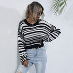 Damen lockerer Strickpullover mit XL-Schnitt und asymmetrischem Ausschnitt R&B