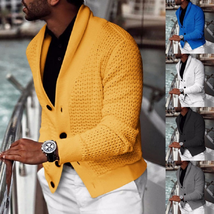Herren Strickjacke mit strukturiertem Design und elegantem Schalkragen R&B