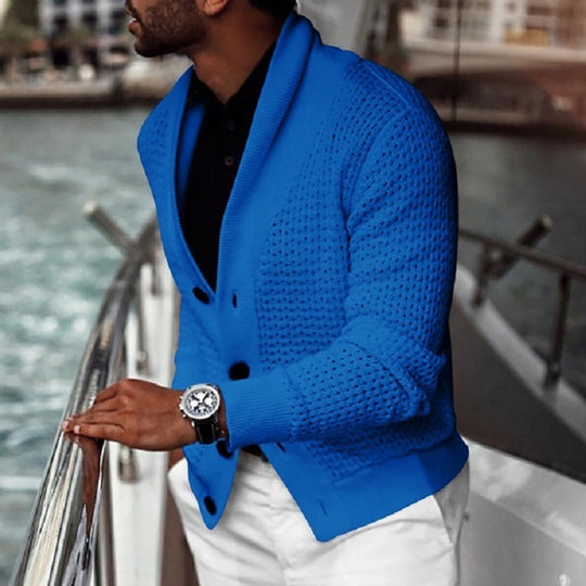 Herren Strickjacke mit strukturiertem Design und elegantem Schalkragen R&B