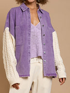 R&B | Kabelstrick Raw Hem Denim Jacke