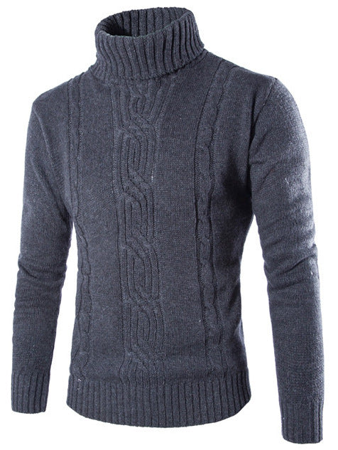 Herren modischer Strickpullover mit hochgeschlossenem Kragen und raffinierter Zopfmusterstruktur R&B