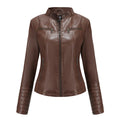 Damen nan taillierte Bikerjacke aus Kunstleder mit Stehkragen und gesteppter Ärmelpartie R&B