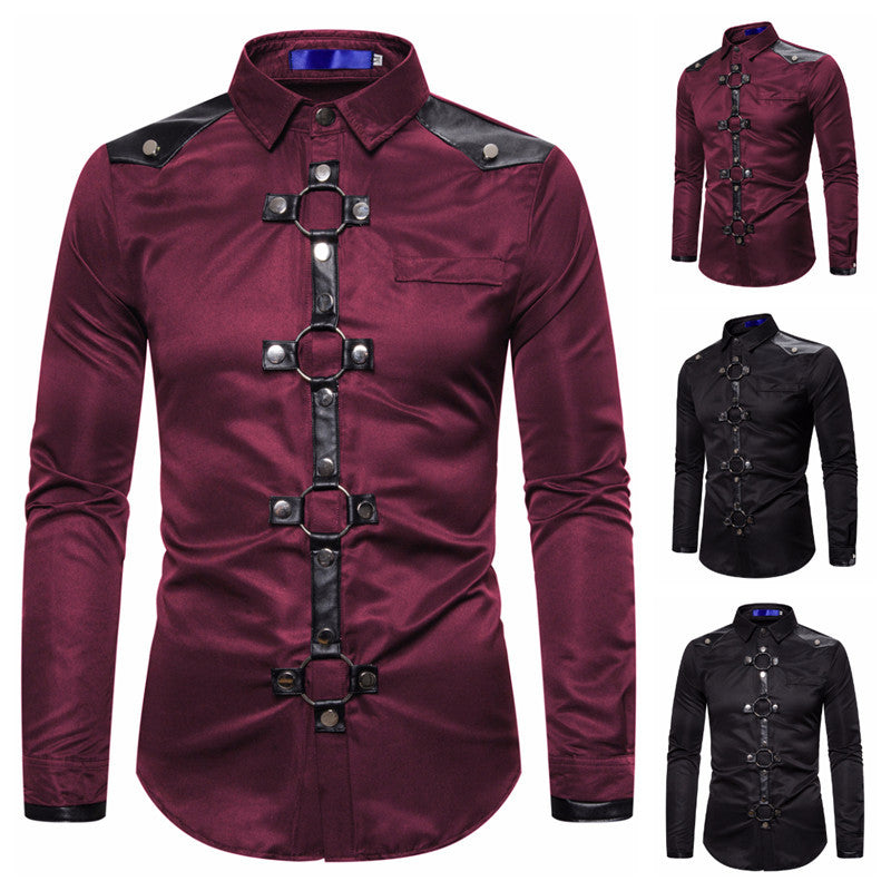 Herren Designerhemd mit eleganter Kunststoffgarnitur und kontrastierenden Belegen R&B