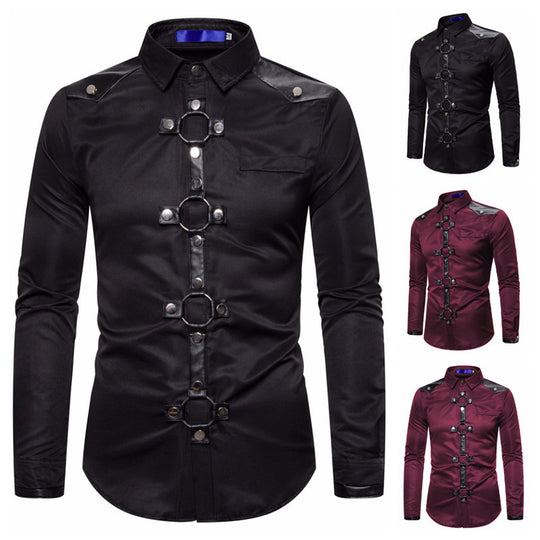 Herren Designerhemd mit eleganter Kunststoffgarnitur und kontrastierenden Belegen R&B