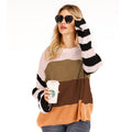 Damen lässiger Pullover mit Blockstreifen und strukturiertem Gewe