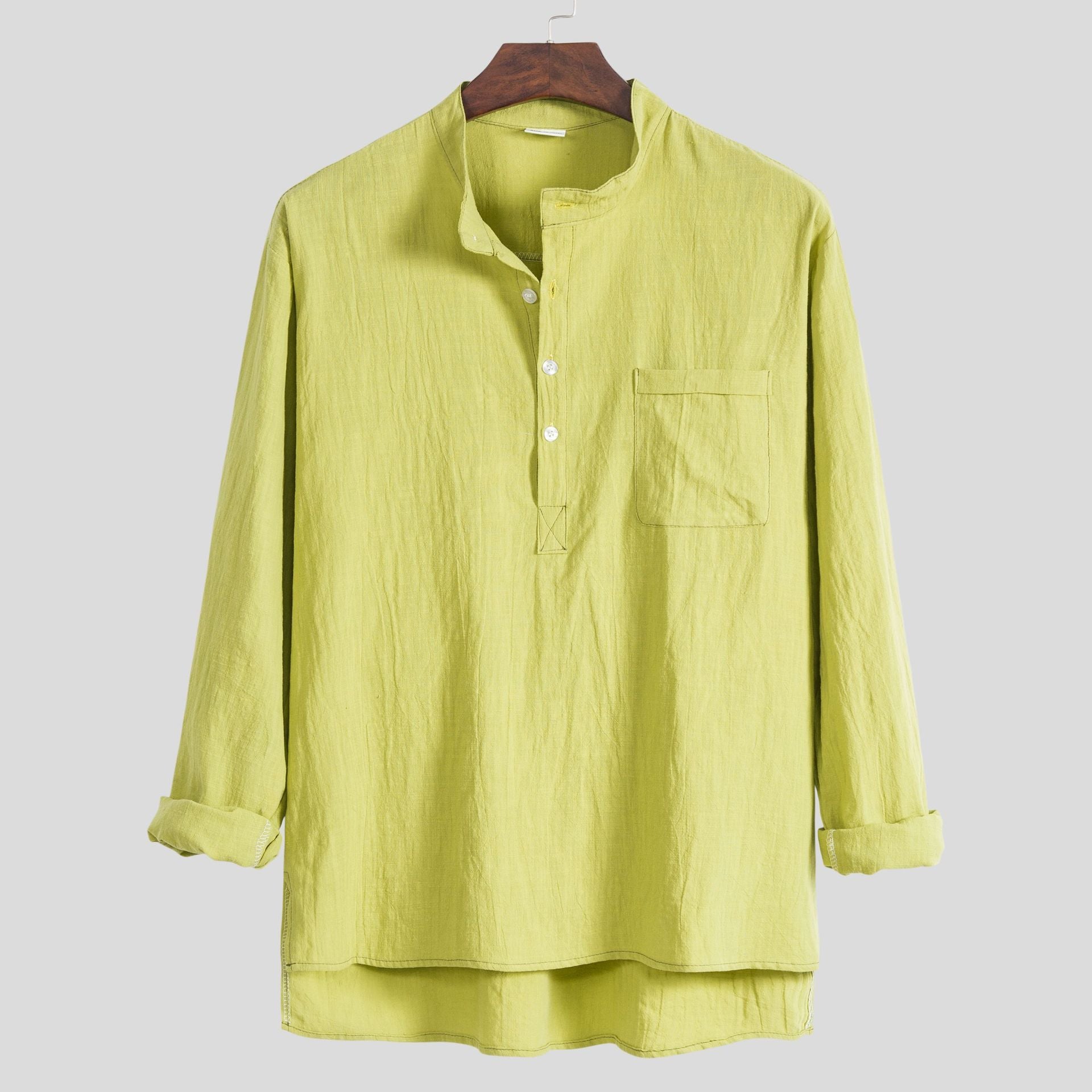 Herren Langarmhemd mit praktischem Henley-Ausschnitt und Tasche