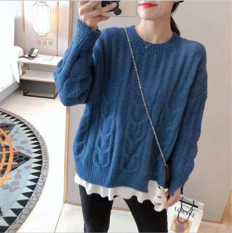 Damen Grobstrickpullover mit Zopfstrickmuster und lässigem Schnitt R&B