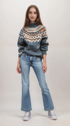 R&B | Nordische Strickjacke mit Muster Acryl Warm, Zeitlos