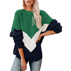 Damen oversized Strickpullover mit innovativem Farbblockdesign R&B