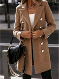 Damen eleganter Wollmantel mit doppelter Knopfleiste R&B