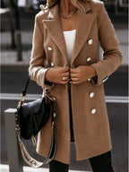 Damen eleganter Wollmantel mit doppelter Knopfleiste R&B