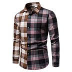 Herren Langarmhemd im kreativen Patchwork-Design R&B