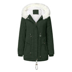 Damen modischer Winterparka mit abnehmbarem Kunstfellkragen und verstellbarem Taillenzug