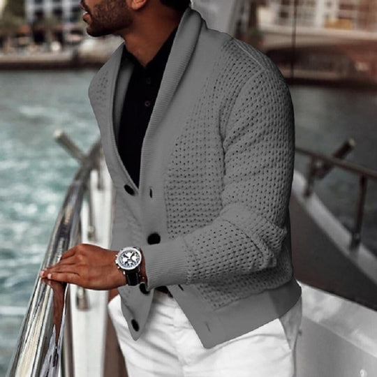 Herren Strickjacke mit strukturiertem Design und elegantem Schalkragen R&B