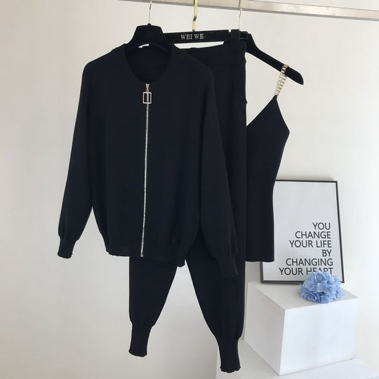 Damen sportliches Freizeit-Loungewear-Set mit Reißverschluss R&B