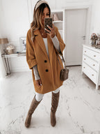Damen eleganter Oversized-Mantel mitreißendem Schnitt R&B