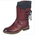 Damen Stiefel mit modischem Strickkragen und praktischem Schnürsystem R&B