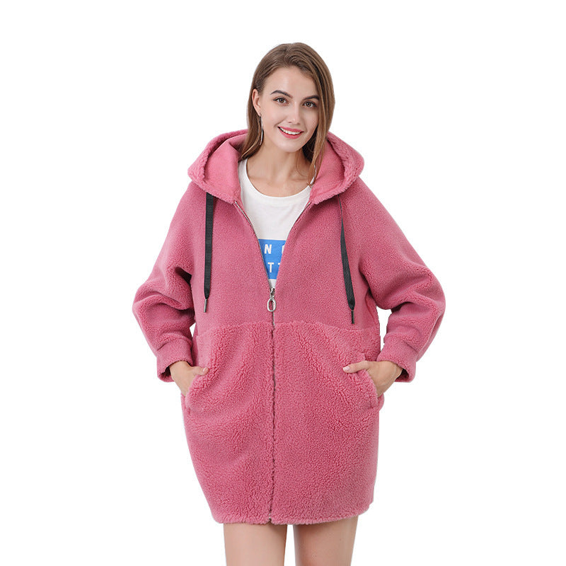 Damen Flauschige Kapuzenjacke mit Sternmotiv R&B