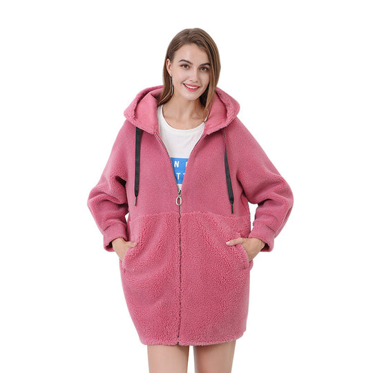 Damen Flauschige Kapuzenjacke mit Sternmotiv R&B