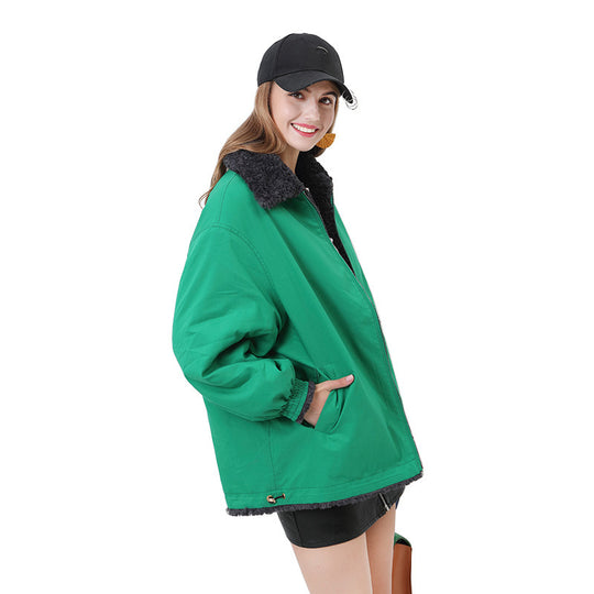 Damen Gemütliche Oversized-Jacke mit Kapuze und Teddy-Futter R&B