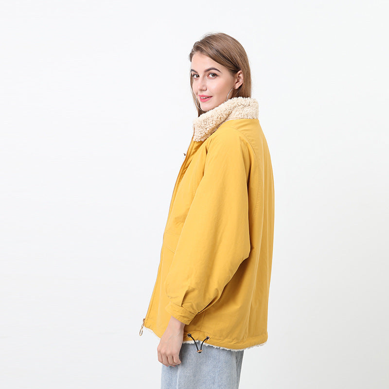 Damen Kuschelige und warme Outdoorjacke mit hohem Kragen R&B