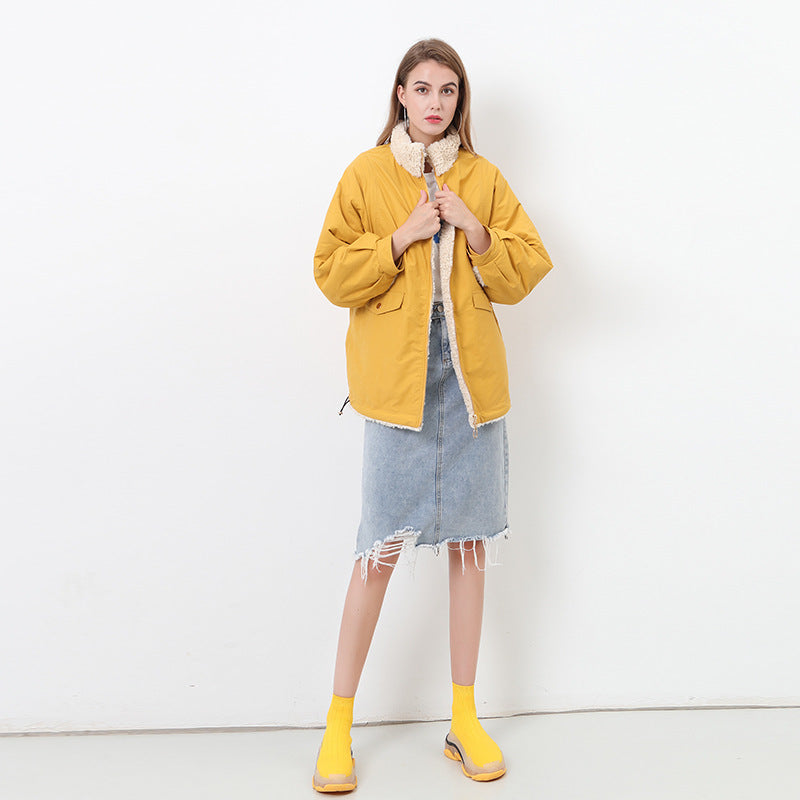 Damen Kuschelige und warme Outdoorjacke mit hohem Kragen R&B