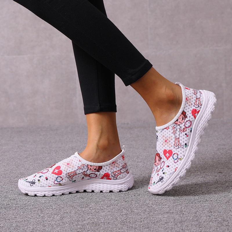 Damen Slip-On Freizeitschuhe mit farbenfrohem Design und atmungsaktiver Oberseite R&B