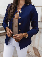 Damen elegante Blazerjacke mit goldenen Knöpfen und hochwertigen Details R&B
