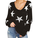 Damen stylischer Strickpullover mit Sternenmotiv R&B