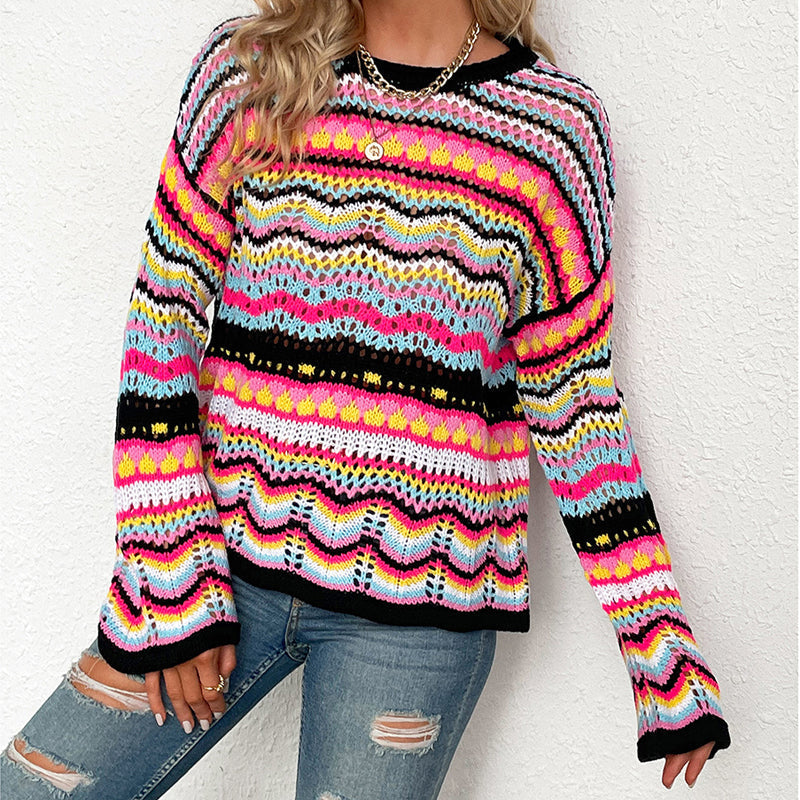 R&B | Gestreifter Strickpullover Mit Feinem Design