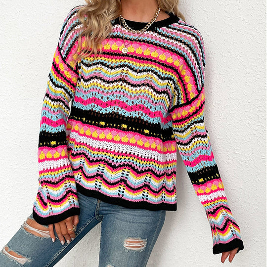 R&B | Gestreifter Strickpullover Mit Feinem Design