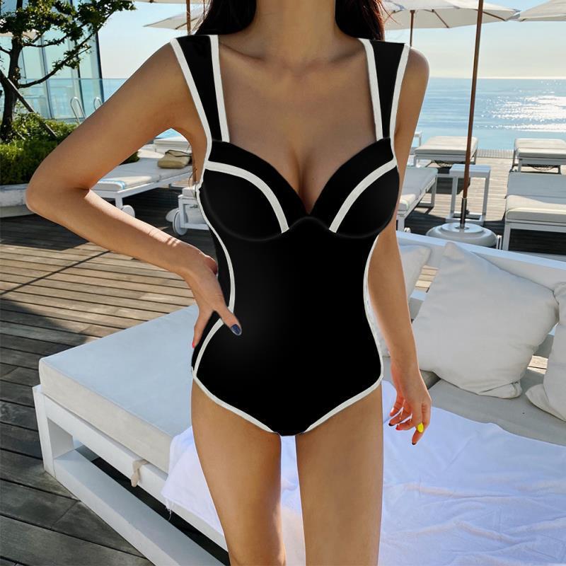 Damen Sportlicher Einteiler Badeanzug mit elegantem Detail R&B