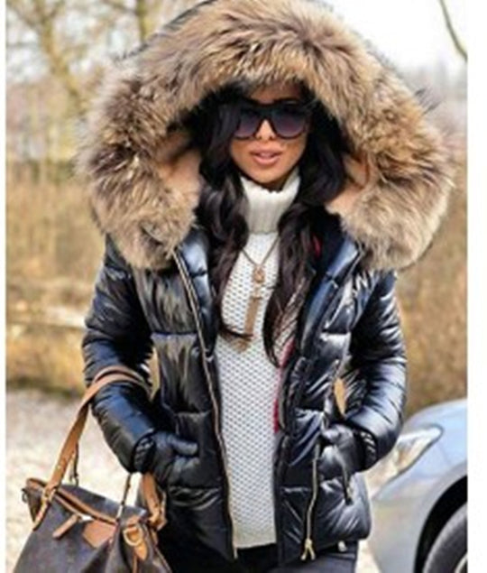 Damen Steppjacke mit luxuriösem Fellkragen und praktischen Taschen R&B