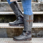 Damen Stiefel mit modischem Riemendesign und robustem Profil R&B