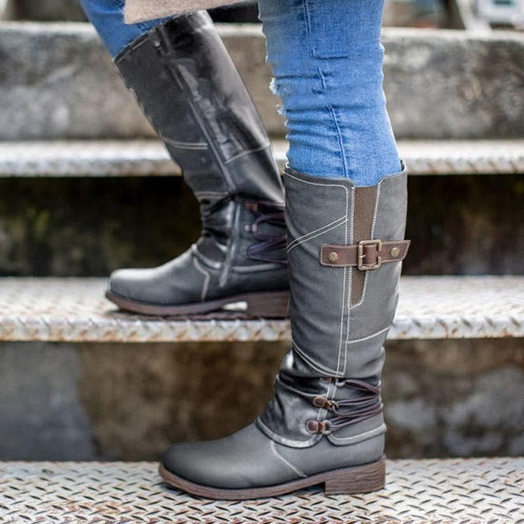 Damen Stiefel mit modischem Riemendesign und robustem Profil R&B