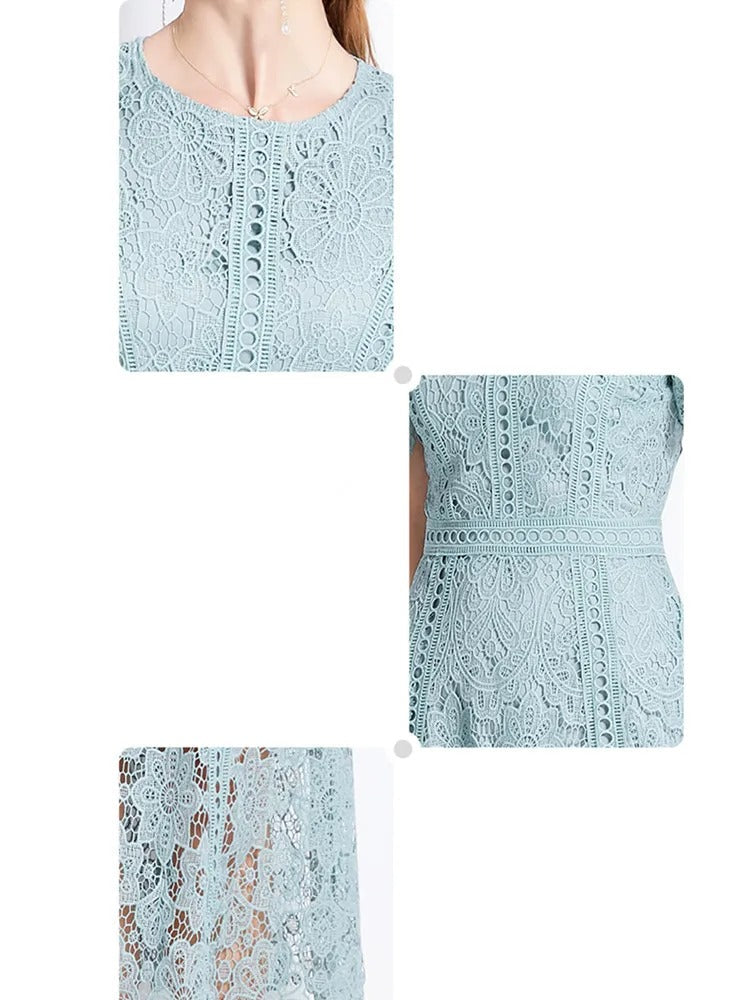 R&B | Elegantes Spitzenkleid Midi-Länge