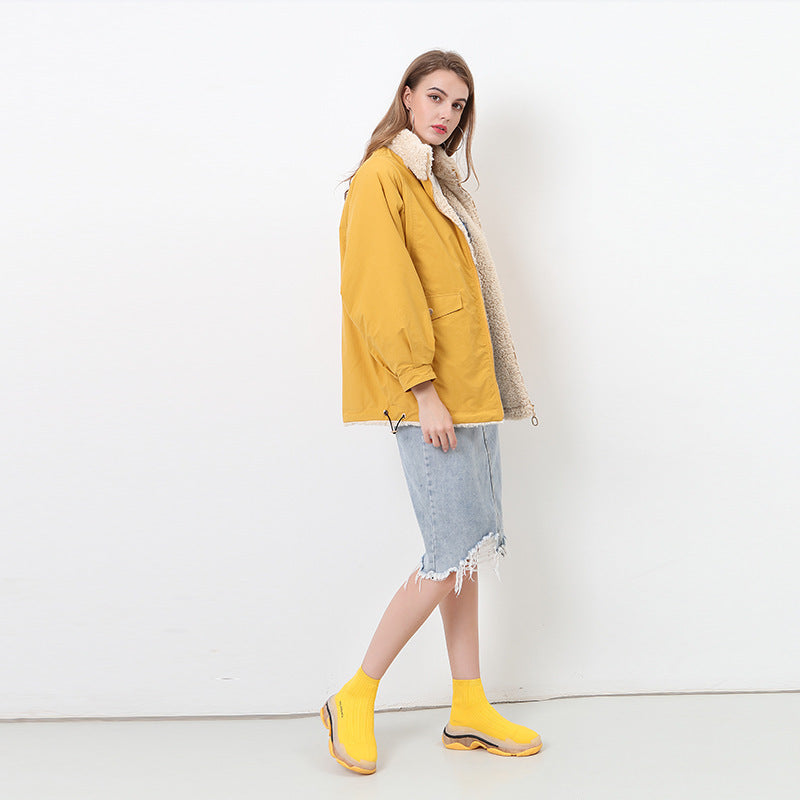 Damen Kuschelige und warme Outdoorjacke mit hohem Kragen R&B