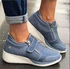 Damen sportliche High-Top Sneaker mit modischem Reißverschluss R&B