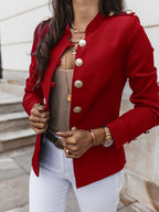 Damen elegante Blazerjacke mit goldenen Knöpfen und hochwertigen Details R&B