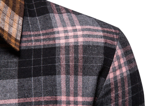 Herren Langarmhemd im kreativen Patchwork-Design R&B
