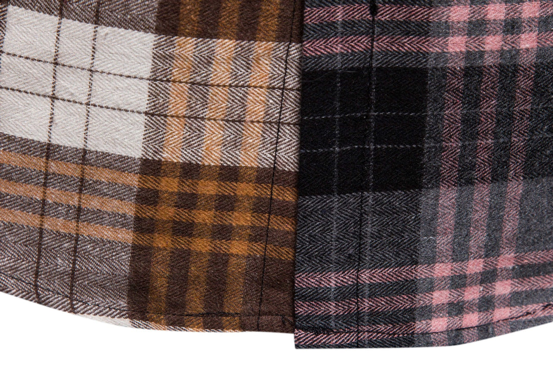 Herren Langarmhemd im kreativen Patchwork-Design R&B
