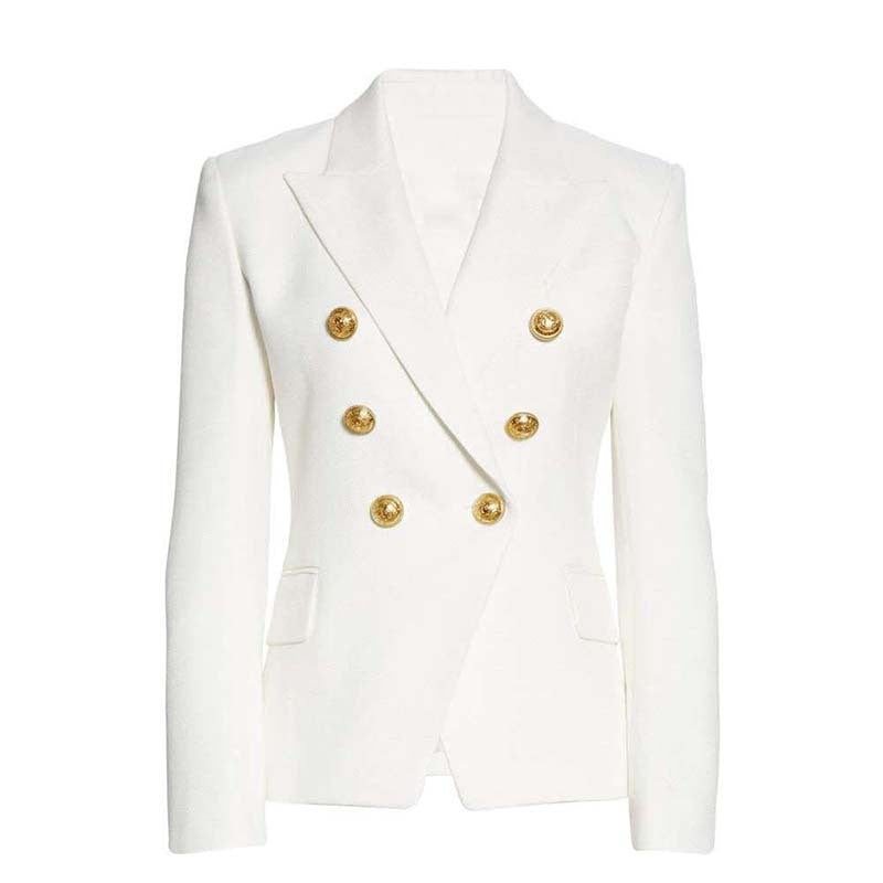 Damen Elegante Doppelreihige Blazerjacke mit goldenen Knöpfen R&B