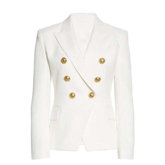 Damen Elegante Doppelreihige Blazerjacke mit goldenen Knöpfen R&B