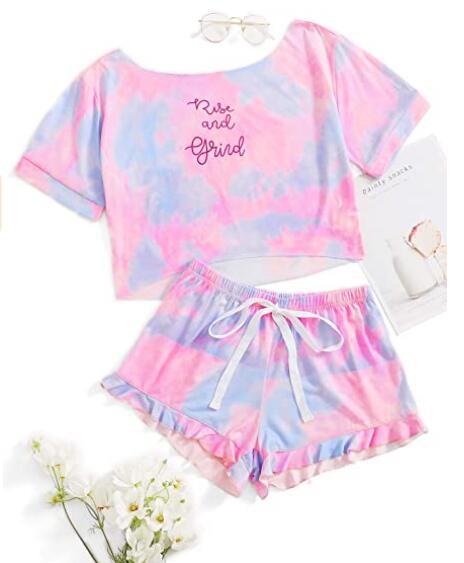 Damen Freizeit Schlafanzug Set mit aufgedrucktem Motiv R&B